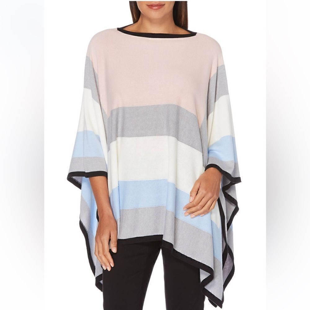 Rafaella pastel striped one size fits most poncho - OS‎